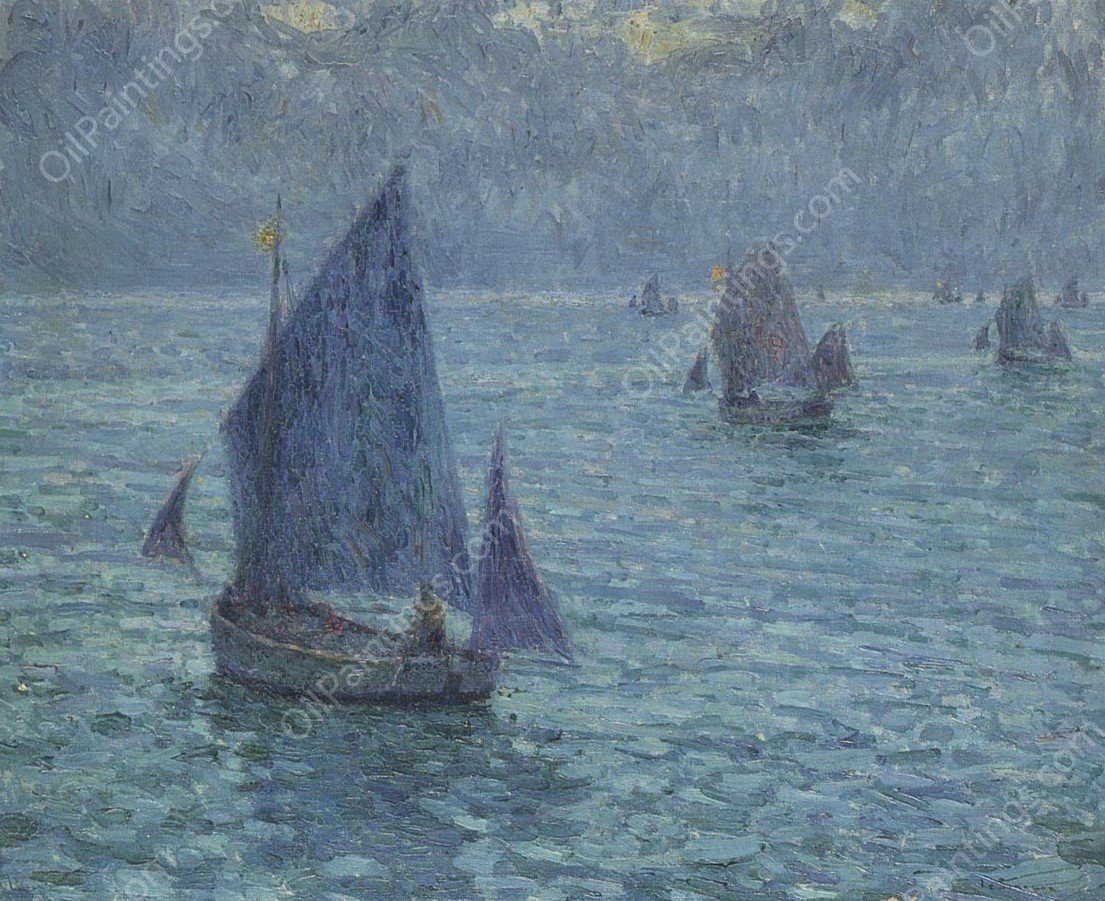 Boats at Twilight by Henri Le Sidaner - Hand-Painted Oil Painting Reproduction