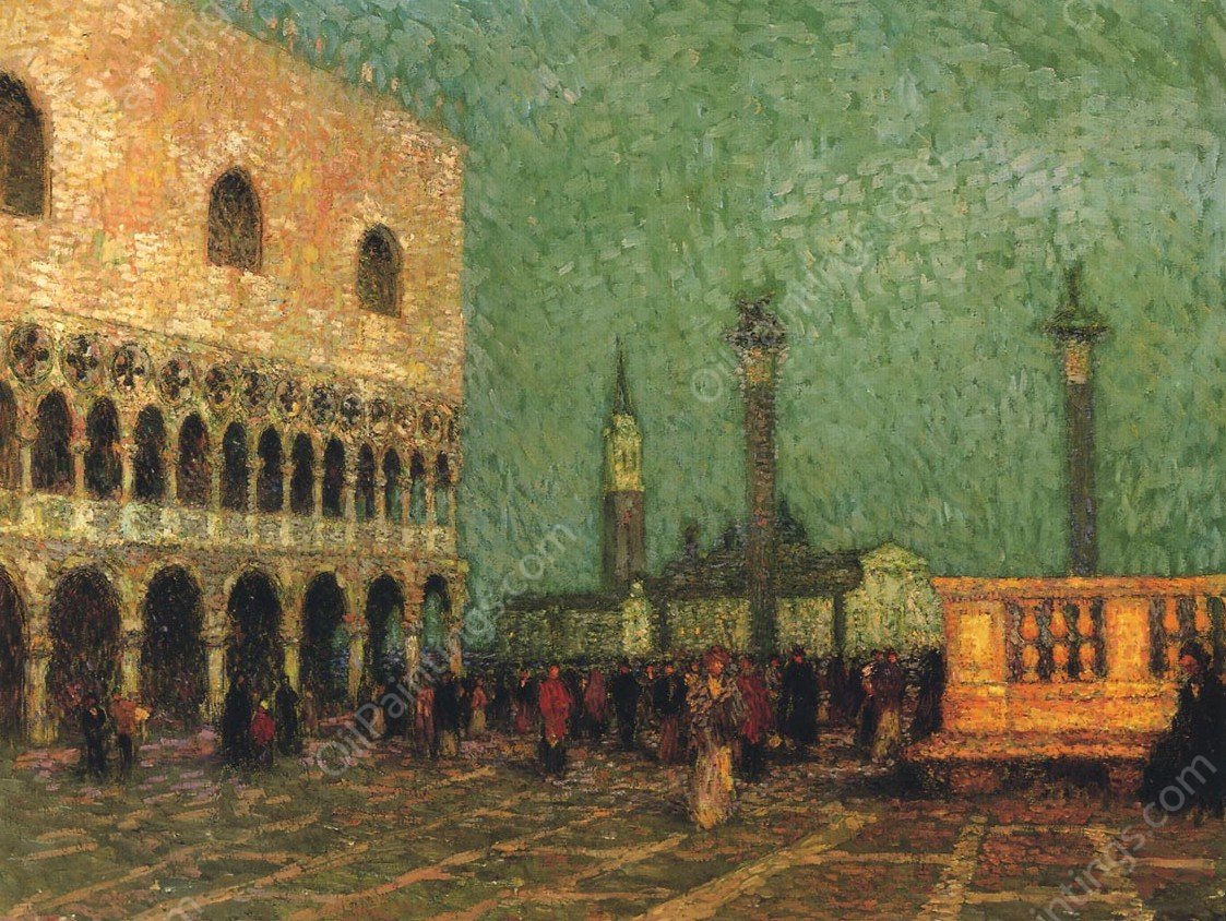 La Piazatta by Henri Le Sidaner - Hand-Painted Oil Painting Reproduction