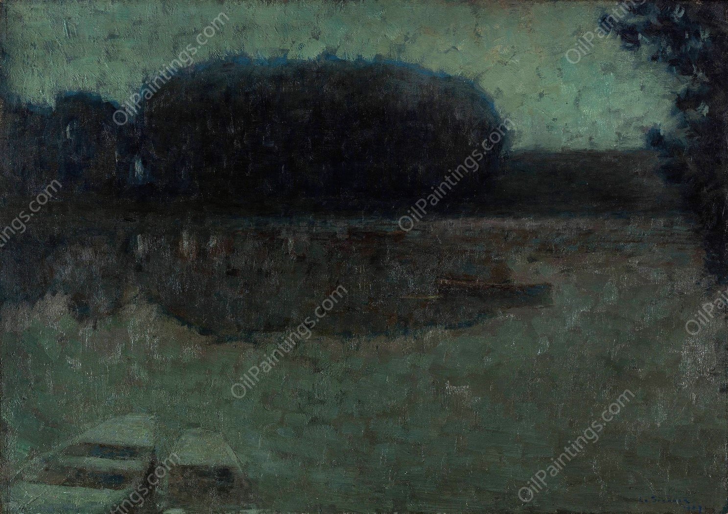 Riviere bleue, Montreuil-Bellay  by Henri Le Sidaner - Hand-Painted Oil Painting Reproduction