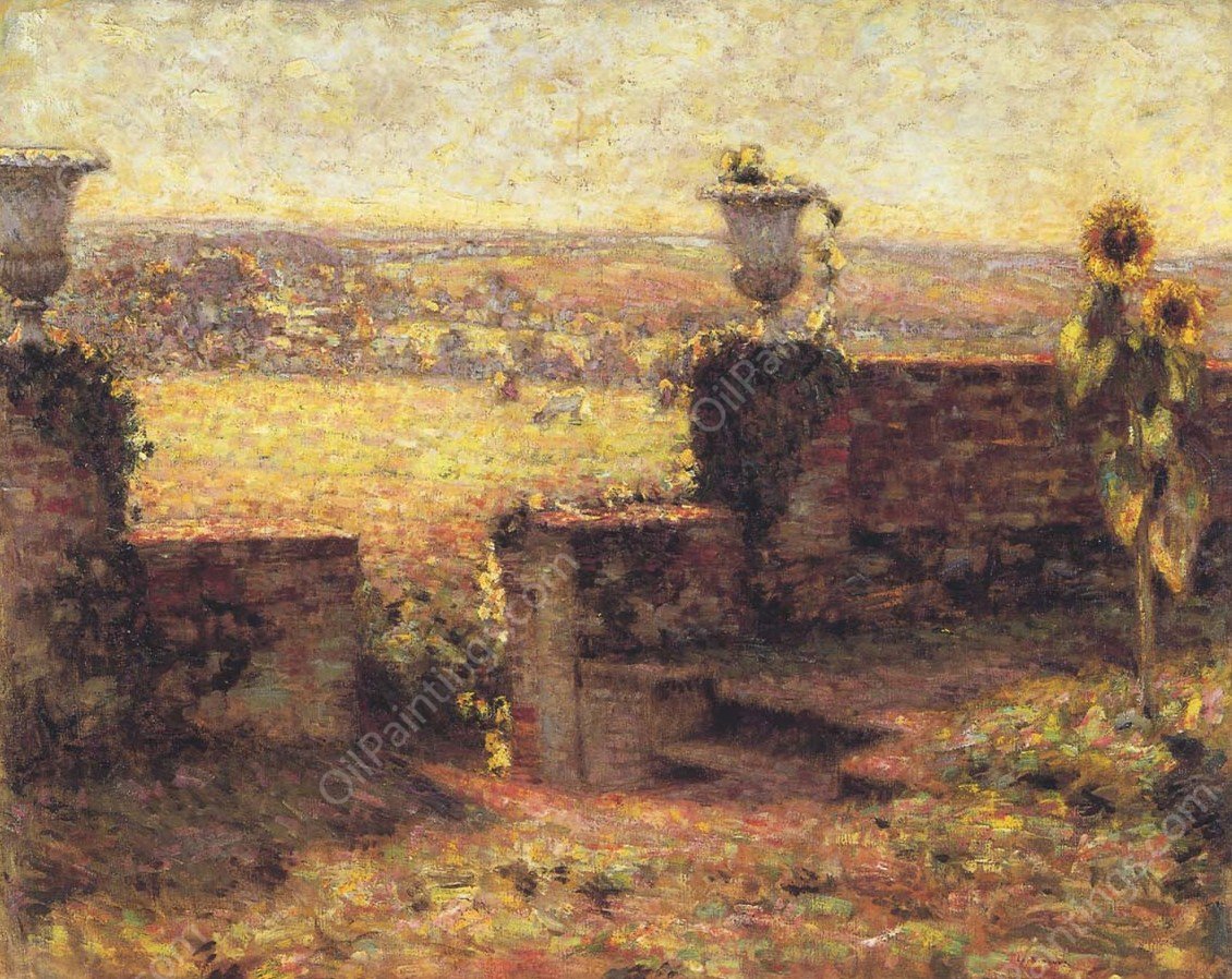 Terrace in Gerberoy by Henri Le Sidaner - Hand-Painted Oil Painting Reproduction