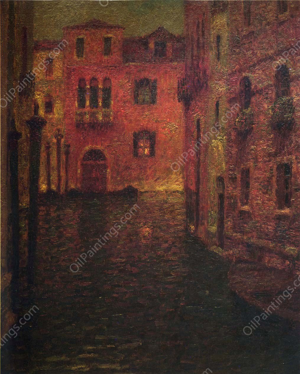 The Red Palace by Henri Le Sidaner - Hand-Painted Oil Painting Reproduction