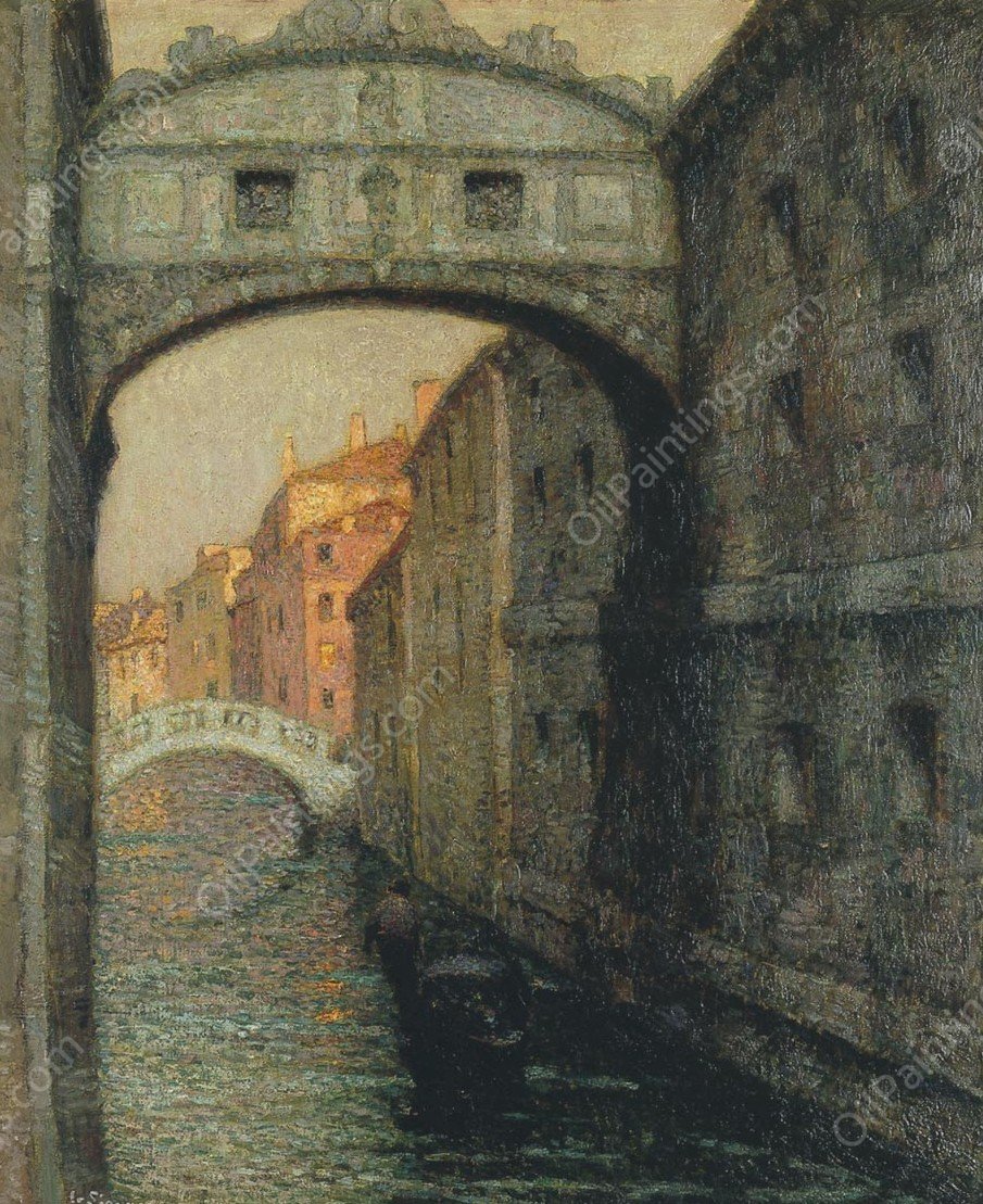Venice - the Canal of Sighs by Henri Le Sidaner - Hand-Painted Oil Painting Reproduction