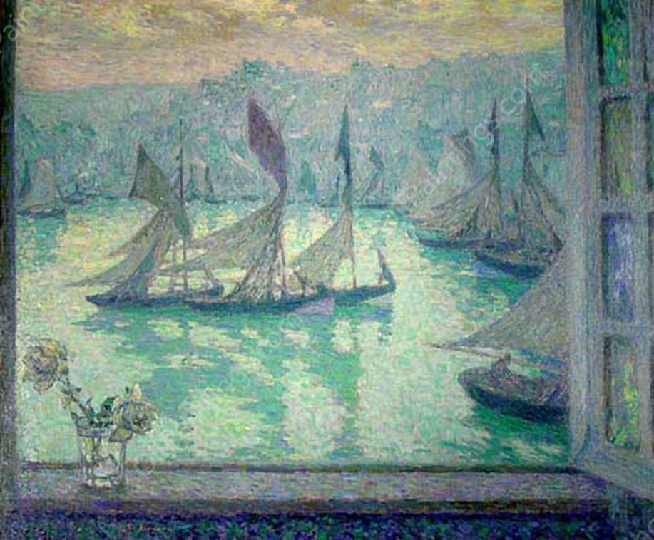 Window at the Port of Honfleur by Henri Le Sidaner - Hand-Painted Oil Painting Reproduction