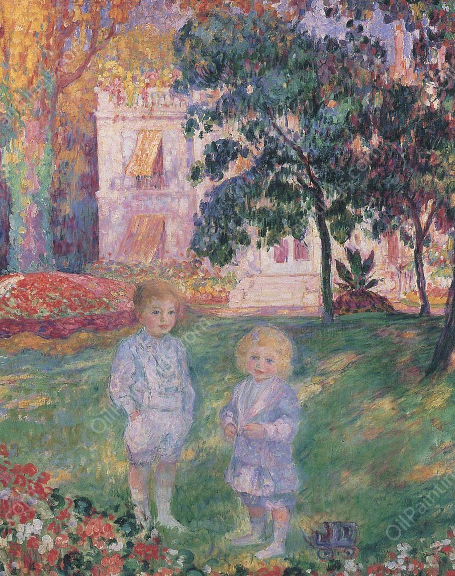Children in the Garden by Henri Lebasque - Hand-Painted Oil Painting Reproduction