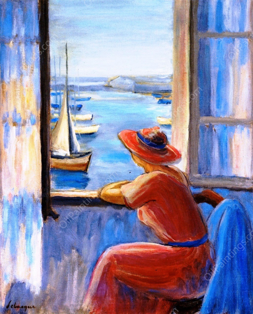 In Front of the Window, Ile d'Yeu by Henri Lebasque - Hand-Painted Oil Painting Reproduction