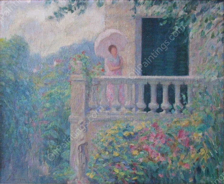 Lady on the Balcony by Henri Lebasque - Hand-Painted Oil Painting Reproduction