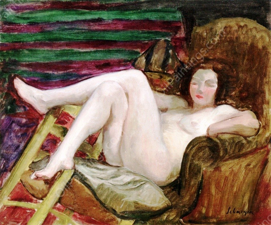 Nude in an Armchair by Henri Lebasque - Hand-Painted Oil Painting Reproduction