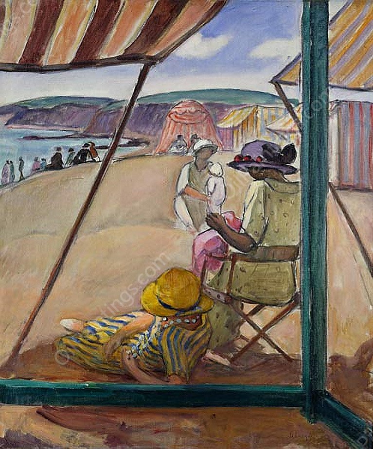 The Beach at St. Gildas II by Henri Lebasque - Hand-Painted Oil Painting Reproduction