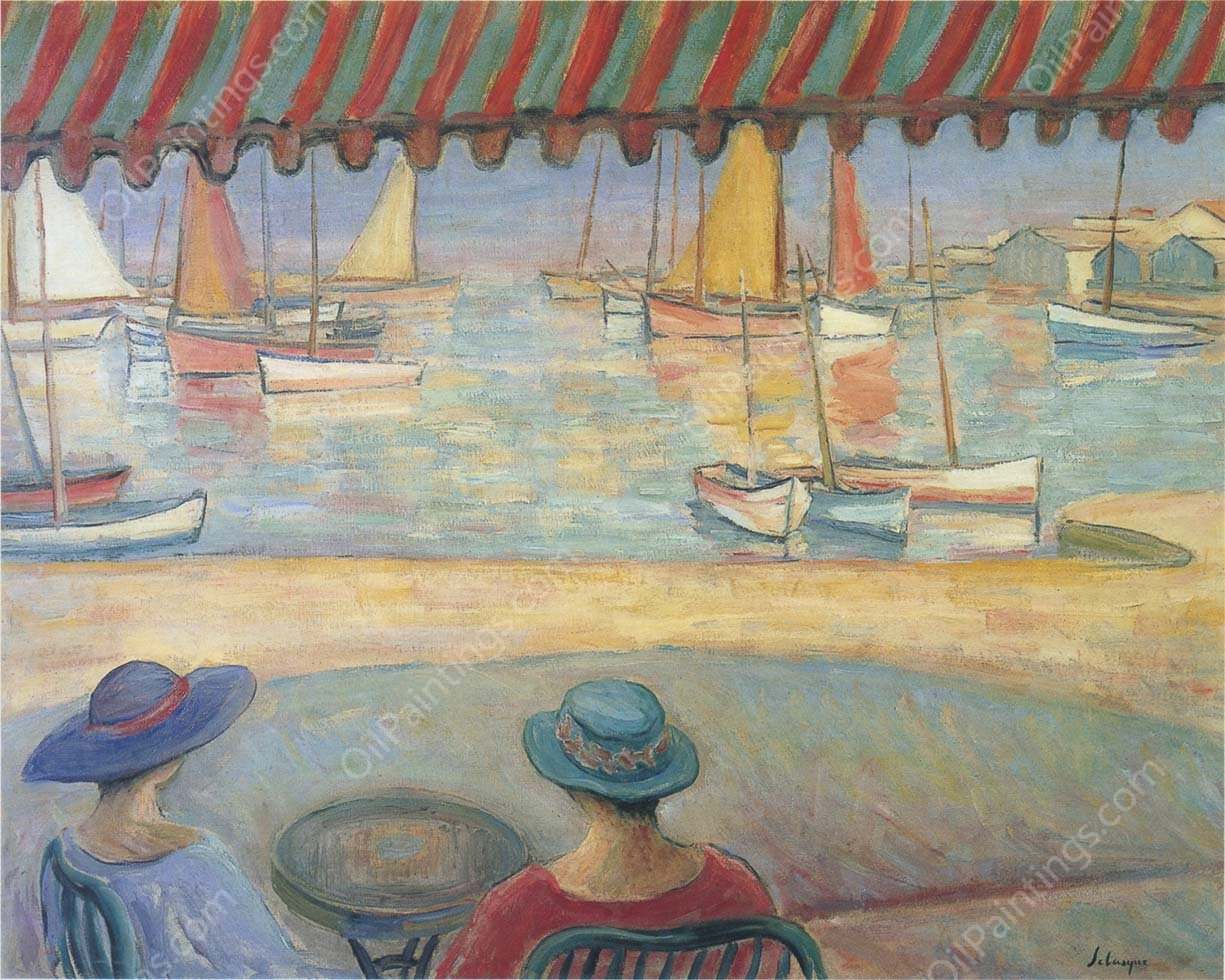 The Cafe on the Terrace at St Ile de Yeu by Henri Lebasque - Hand-Painted Oil Painting Reproduction