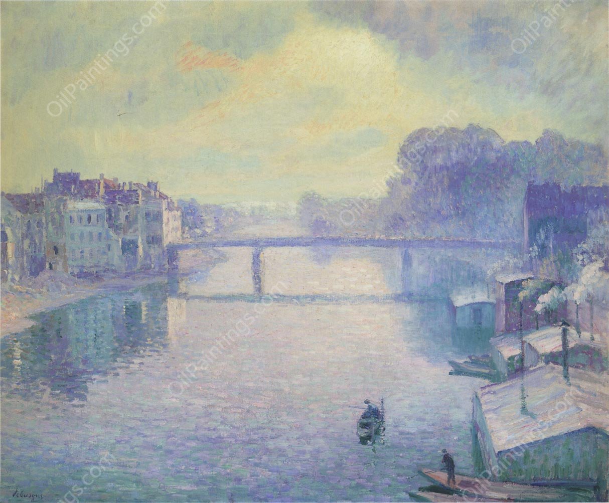 The Marne at Lagny - Fog Effect by Henri Lebasque - Hand-Painted Oil Painting Reproduction