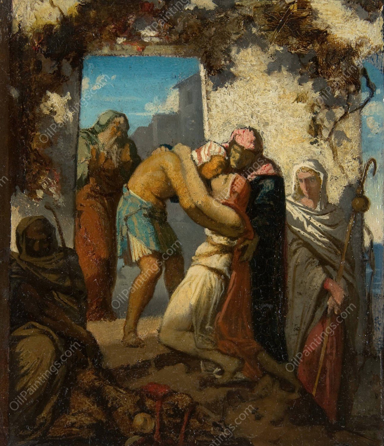 A Scene from the Story of Tobit  by Henri Lehmann - Hand-Painted Oil Painting Reproduction