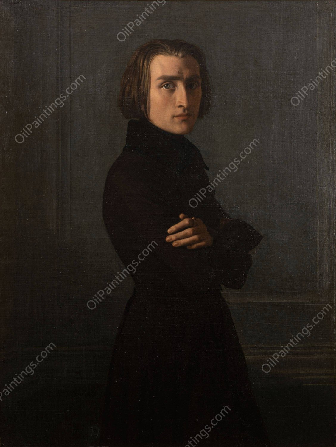 Portrait de Franz Liszt  by Henri Lehmann - Hand-Painted Oil Painting Reproduction