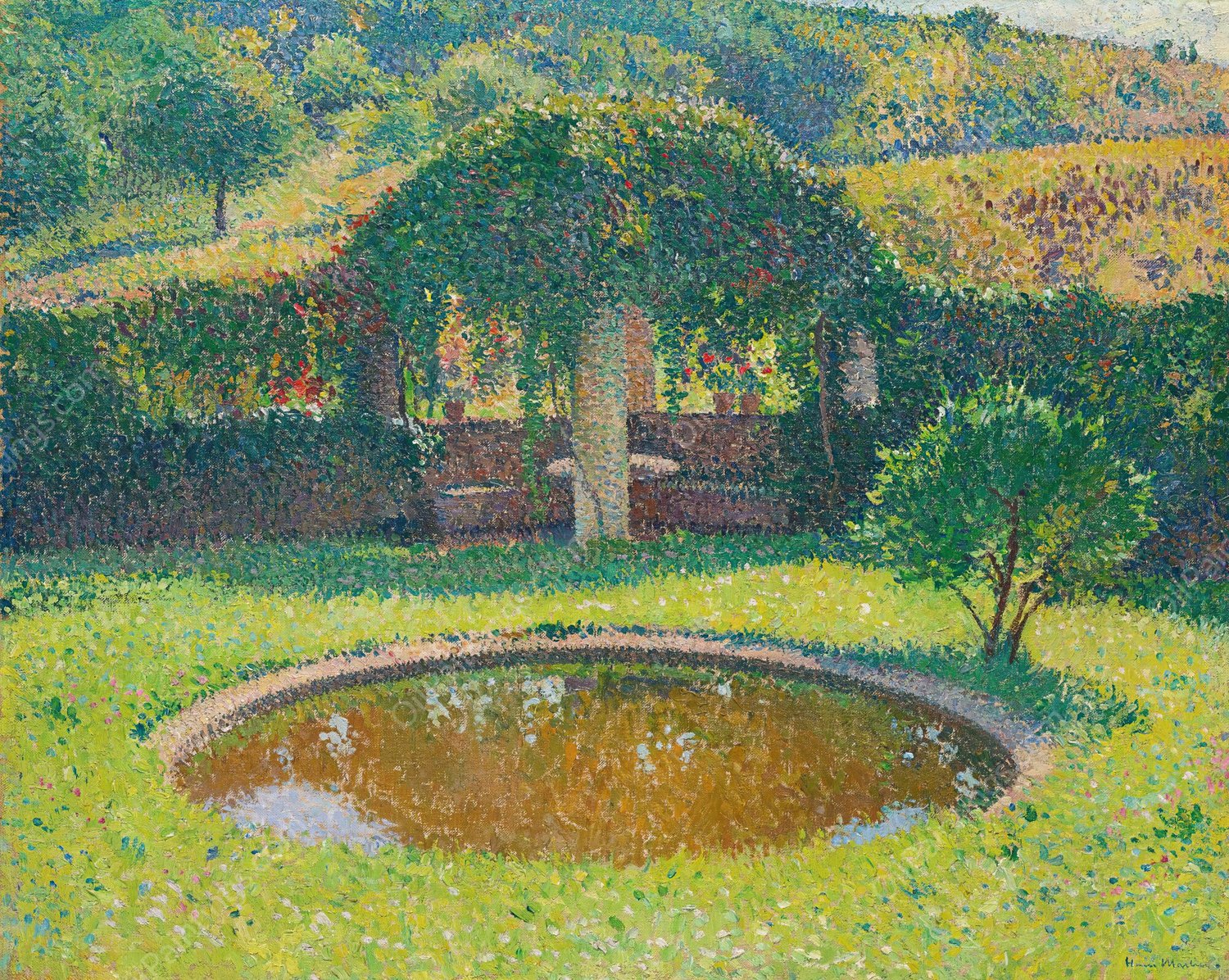 Bassin Et Tonnelle Sud-Ouest Du Parc De Marquayrol  by Henri Martin - Hand-Painted Oil Painting Reproduction