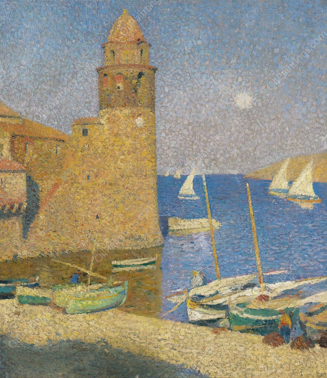 La Tour De Collioure, Lever De Lune  by Henri Martin - Hand-Painted Oil Painting Reproduction