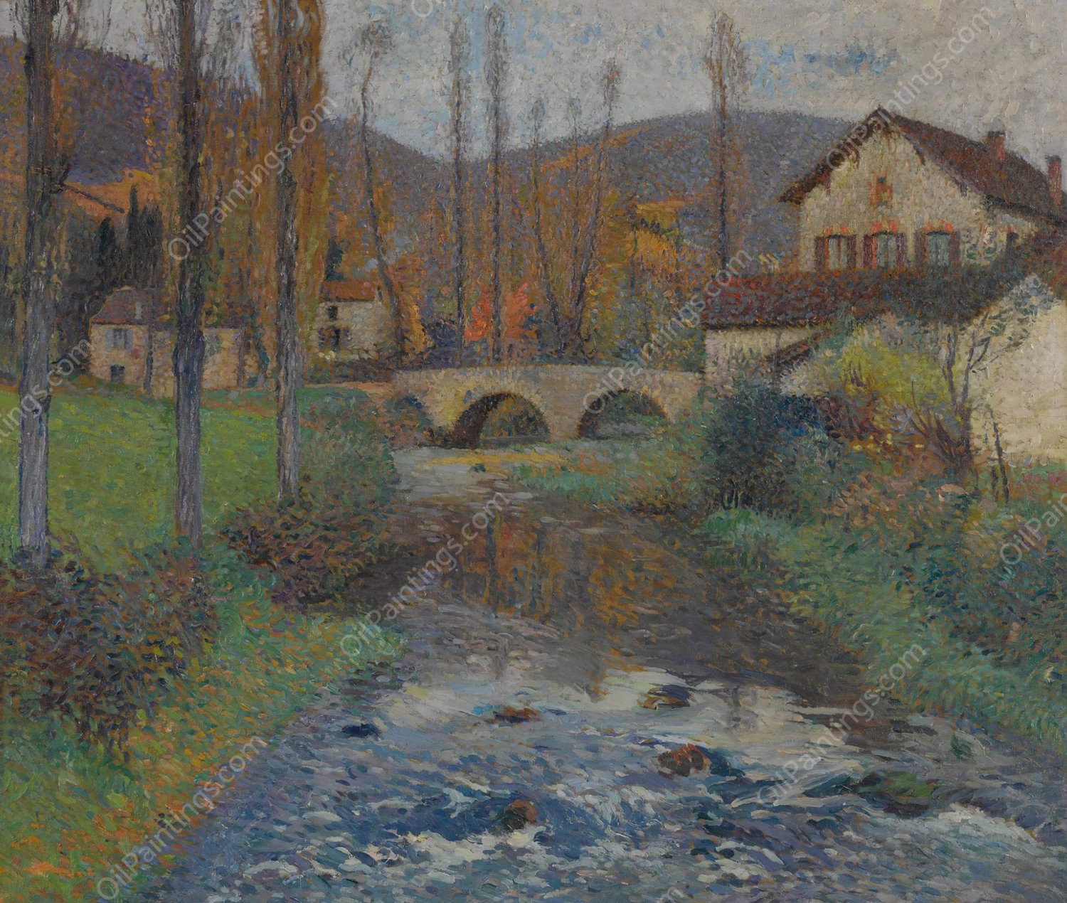 Le Pont du Labastide-du-Vert  by Henri Martin - Hand-Painted Oil Painting Reproduction