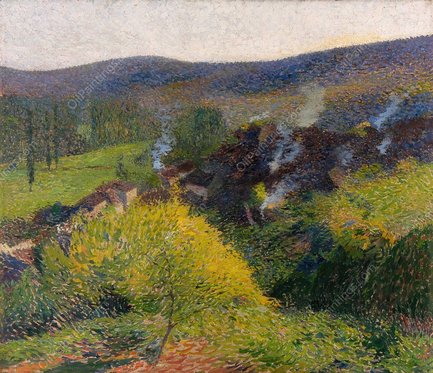 Les Chaumieres au soir by Henri Martin - Hand-Painted Oil Painting Reproduction