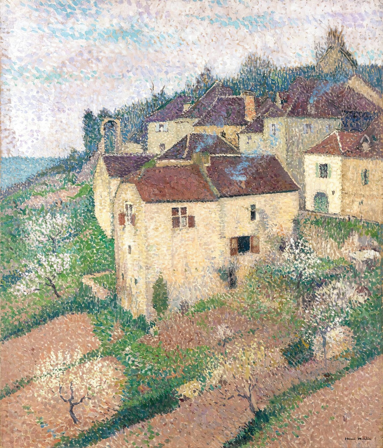 Maisons a Saint-Cirq-Lapopie  by Henri Martin - Hand-Painted Oil Painting Reproduction