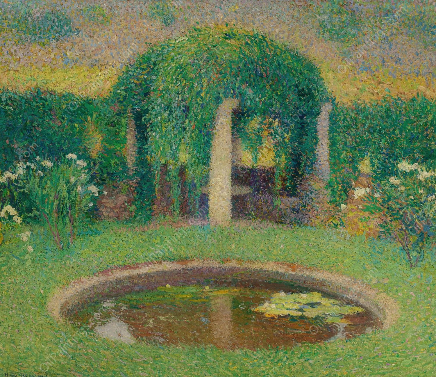 Petit bassin pres de la tonnelle sud de Marquayrol  by Henri Martin - Hand-Painted Oil Painting Reproduction
