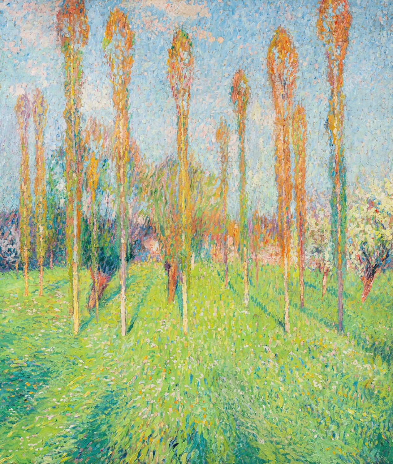 Prairie ensoleillee aux peupliers by Henri Martin - Hand-Painted Oil Painting Reproduction