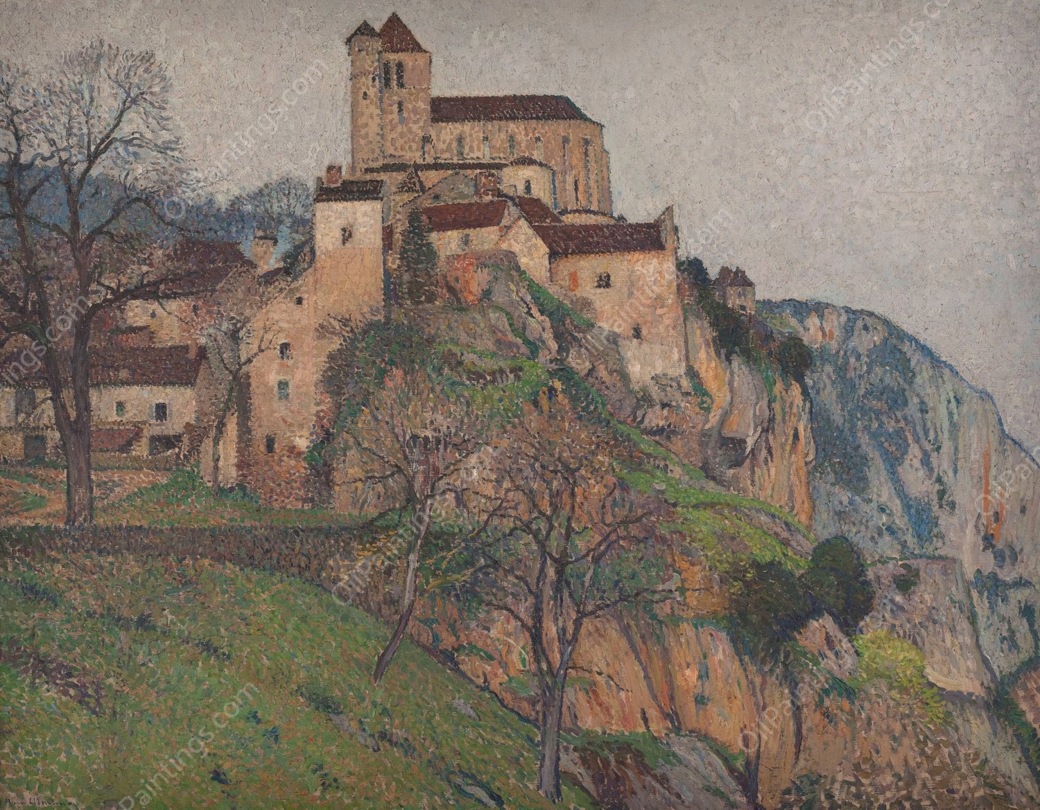 Saint-Cirq-Lapopie by Henri Martin - Hand-Painted Oil Painting Reproduction