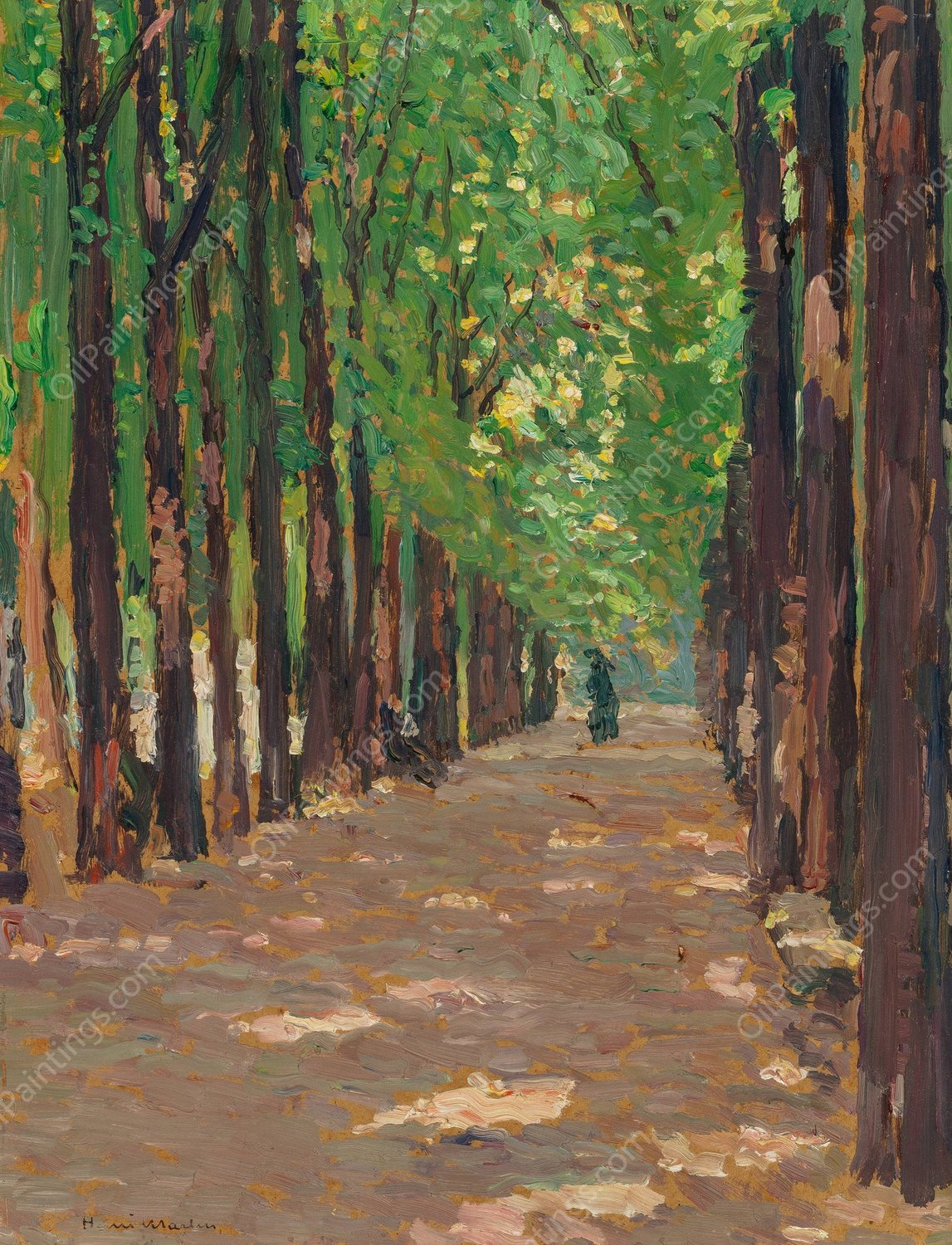 Une allee dans le Parc du Chateau de Versailles by Henri Martin - Hand-Painted Oil Painting Reproduction