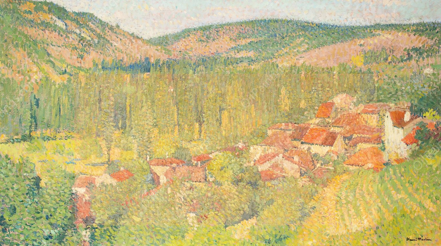 Vue de Labastide-du-Vert  by Henri Martin - Hand-Painted Oil Painting Reproduction