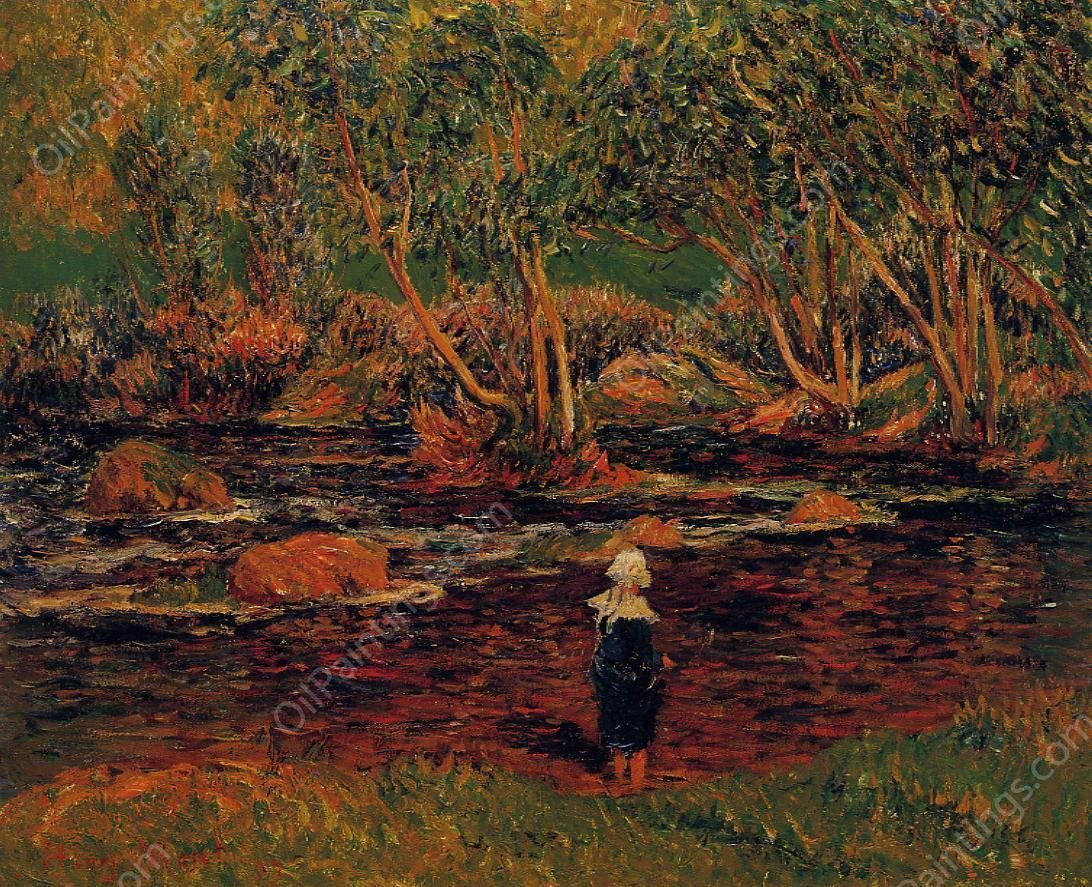 A Ford, Pont-Aven River by Henri Moret - Hand-Painted Oil Painting Reproduction
