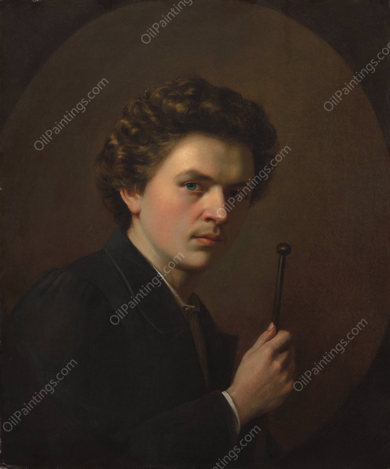 Self-Portrait with a Maulstick  by Henri Regnault - Hand-Painted Oil Painting Reproduction