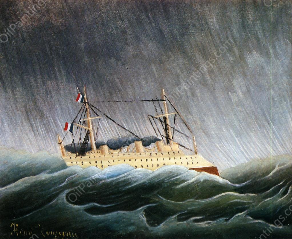 Boat in a Storm by Henri Rousseau - Hand-Painted Oil Painting Reproduction
