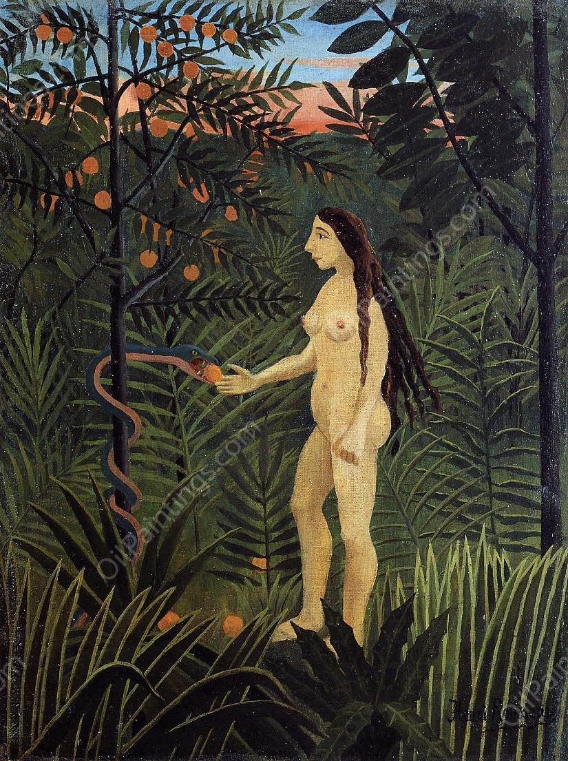 Eve and the Serpent by Henri Rousseau - Hand-Painted Oil Painting Reproduction