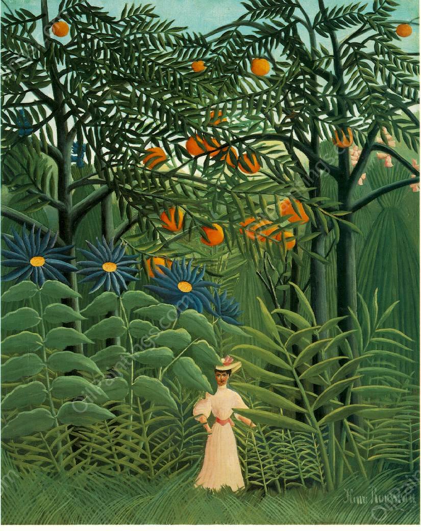 Femme se Promenant Dans Une Foret Exotique  by Henri Rousseau - Hand-Painted Oil Painting Reproduction