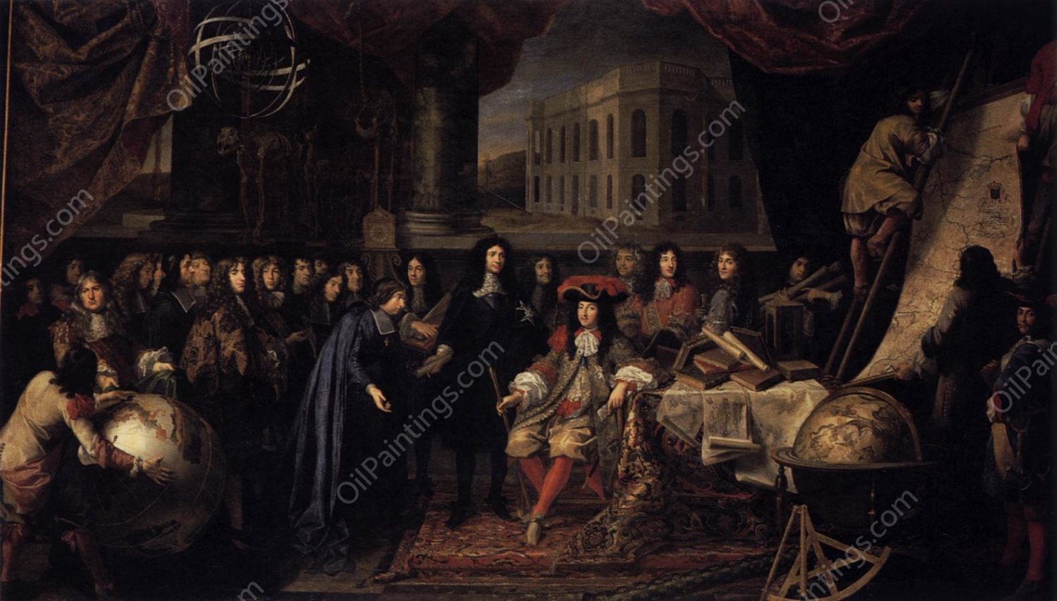 Colbert Presenting the Members of the Royal Academy of Sciences to Louis XI by Henri Testelin - Hand-Painted Oil Painting Reproduction