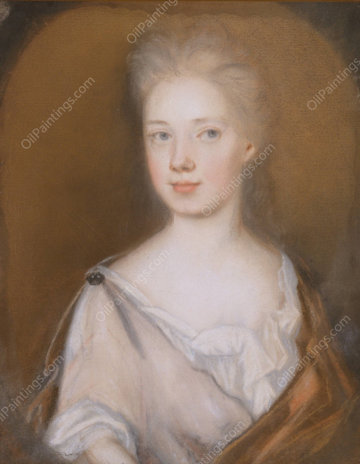 Mrs. Pierre Bacot  by Henrietta Johnston - Hand-Painted Oil Painting Reproduction