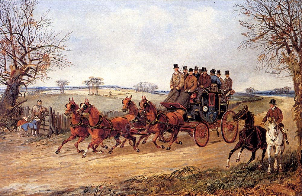 A Coach and Four on an Autumn Road by Henry Alken - Hand-Painted Oil Painting Reproduction