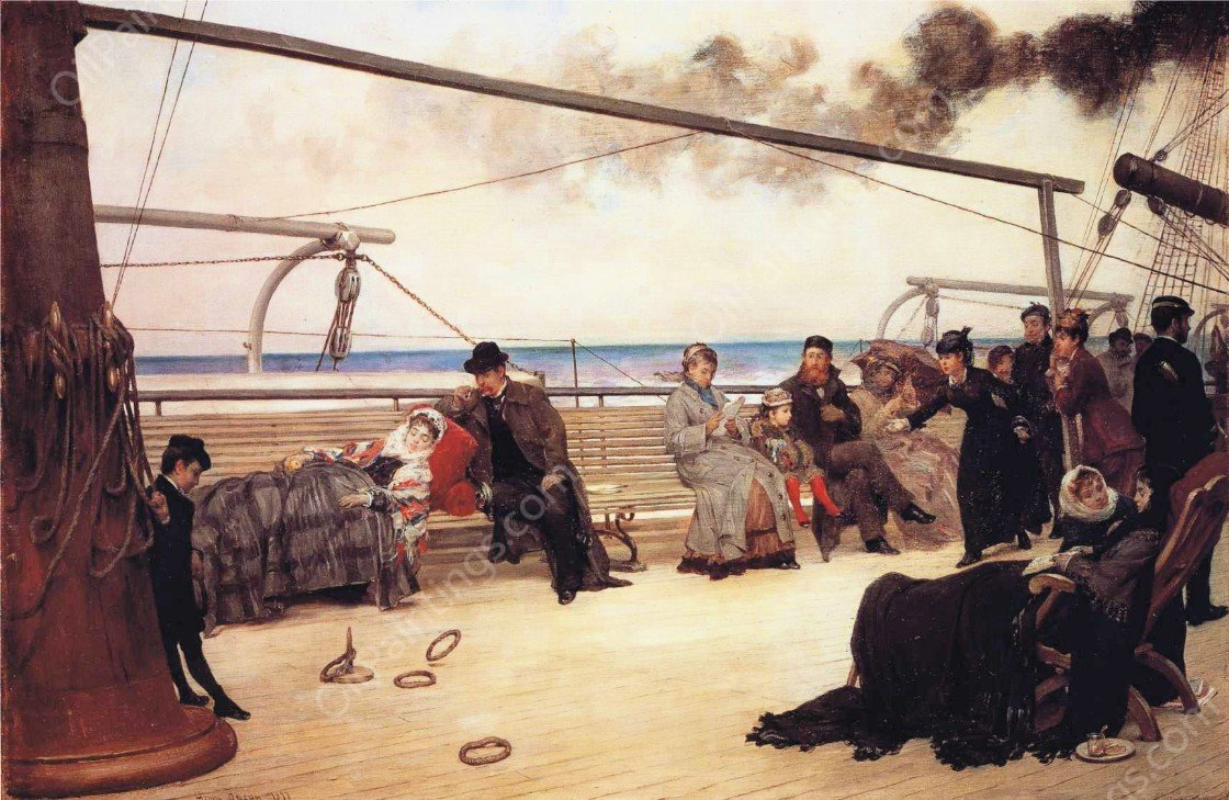 On Shipboard by Henry Bacon - Hand-Painted Oil Painting Reproduction