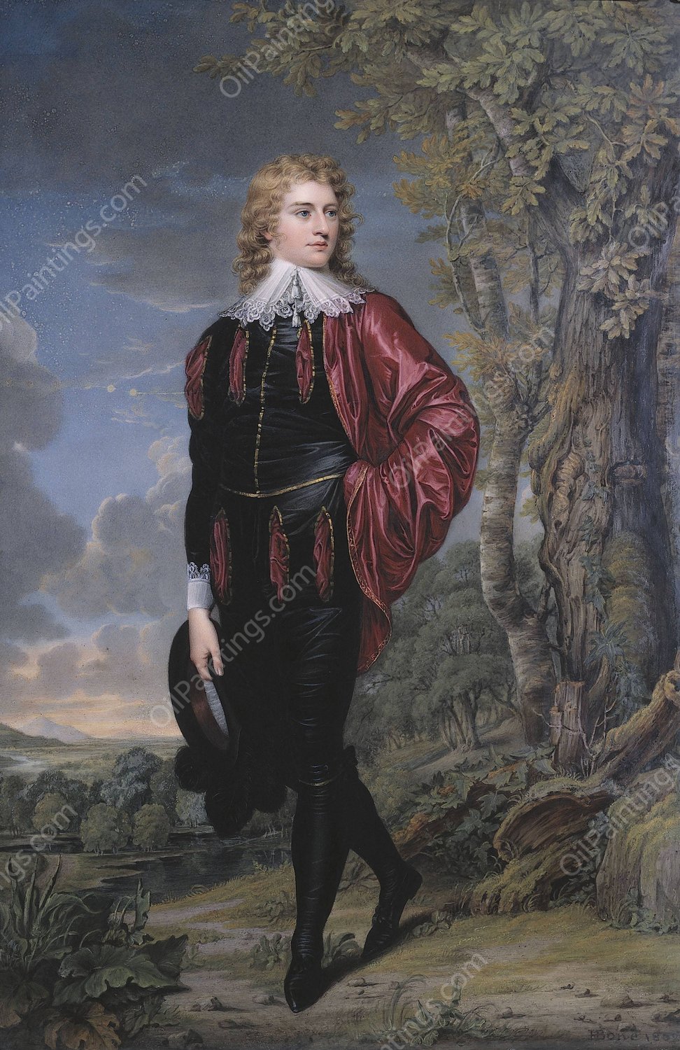 Full-length portrait of Henry-Philip Hope  by Henry Bone - Hand-Painted Oil Painting Reproduction