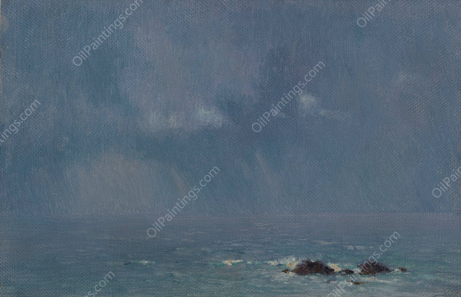 Paysage Aux Deux Rochers  by Henry Brokman - Hand-Painted Oil Painting Reproduction