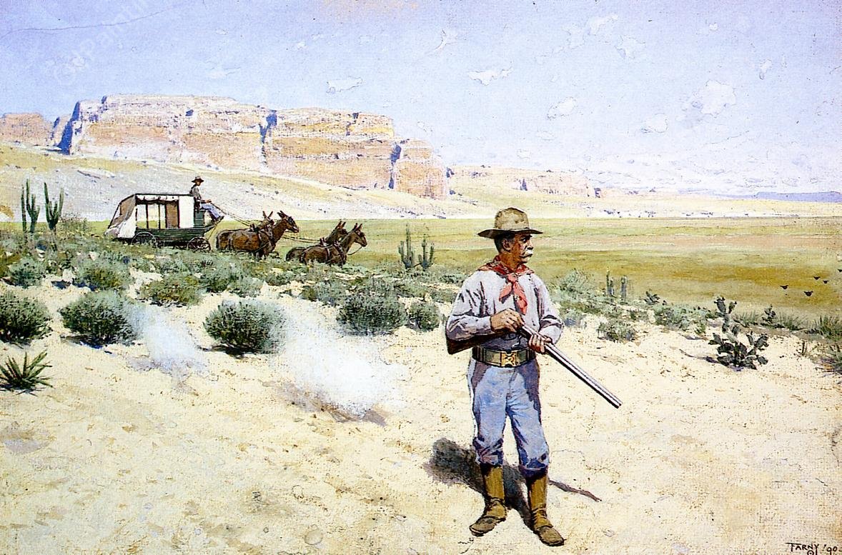 Defending the Stagecoach by Henry Farny - Hand-Painted Oil Painting Reproduction