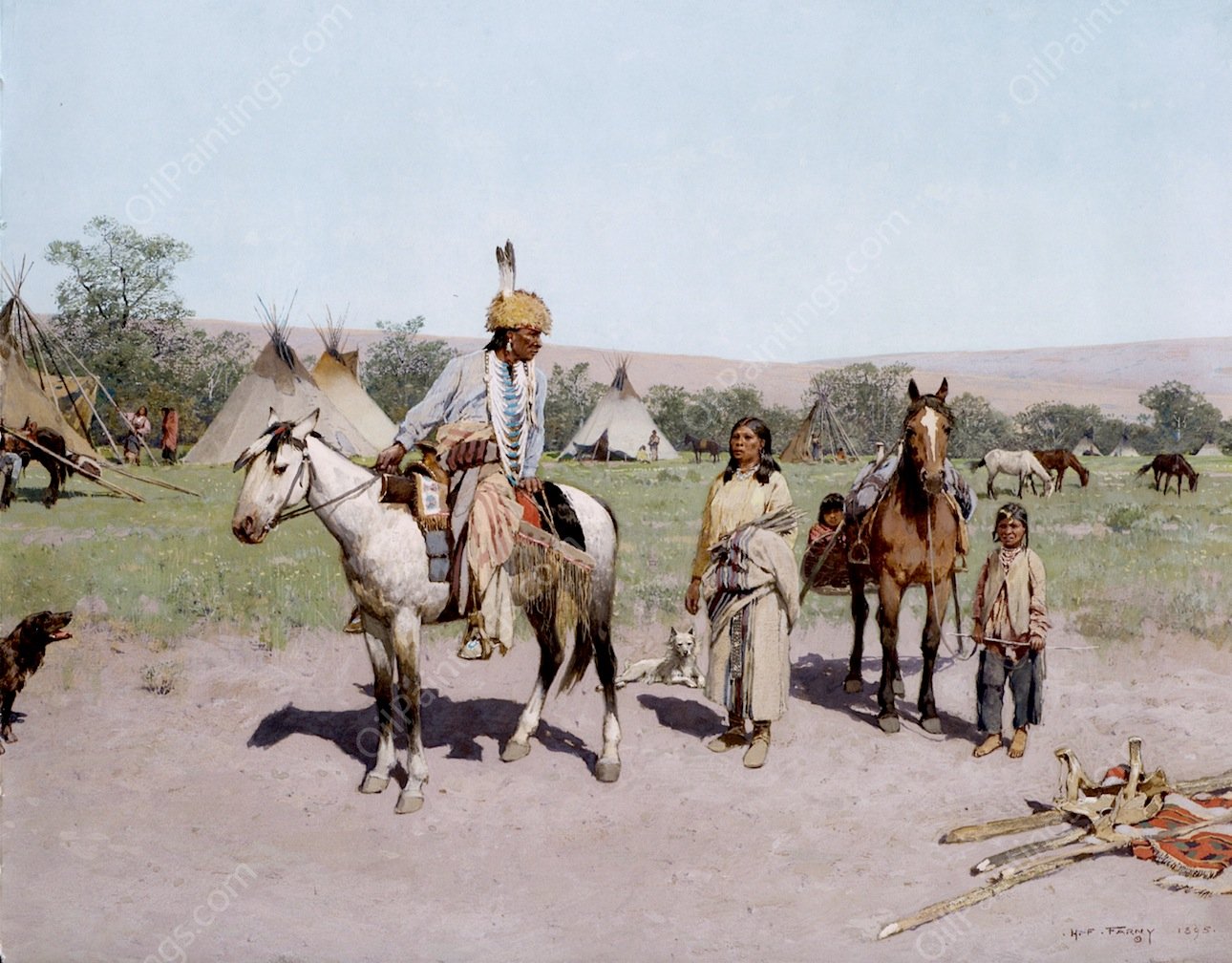 In Pastures New by Henry Farny - Hand-Painted Oil Painting Reproduction