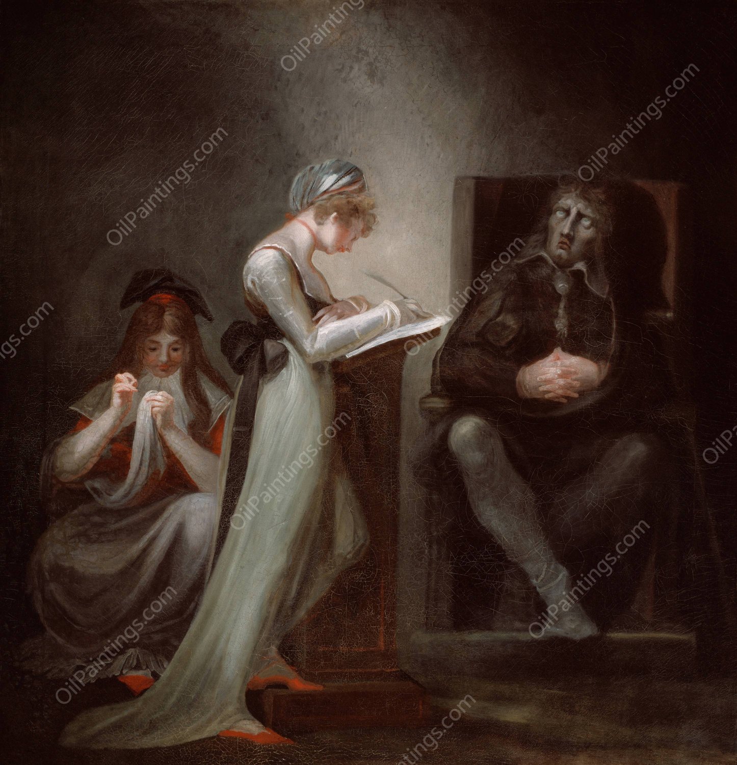 Milton Dictating to His Daughter  by Henry Fuseli - Hand-Painted Oil Painting Reproduction