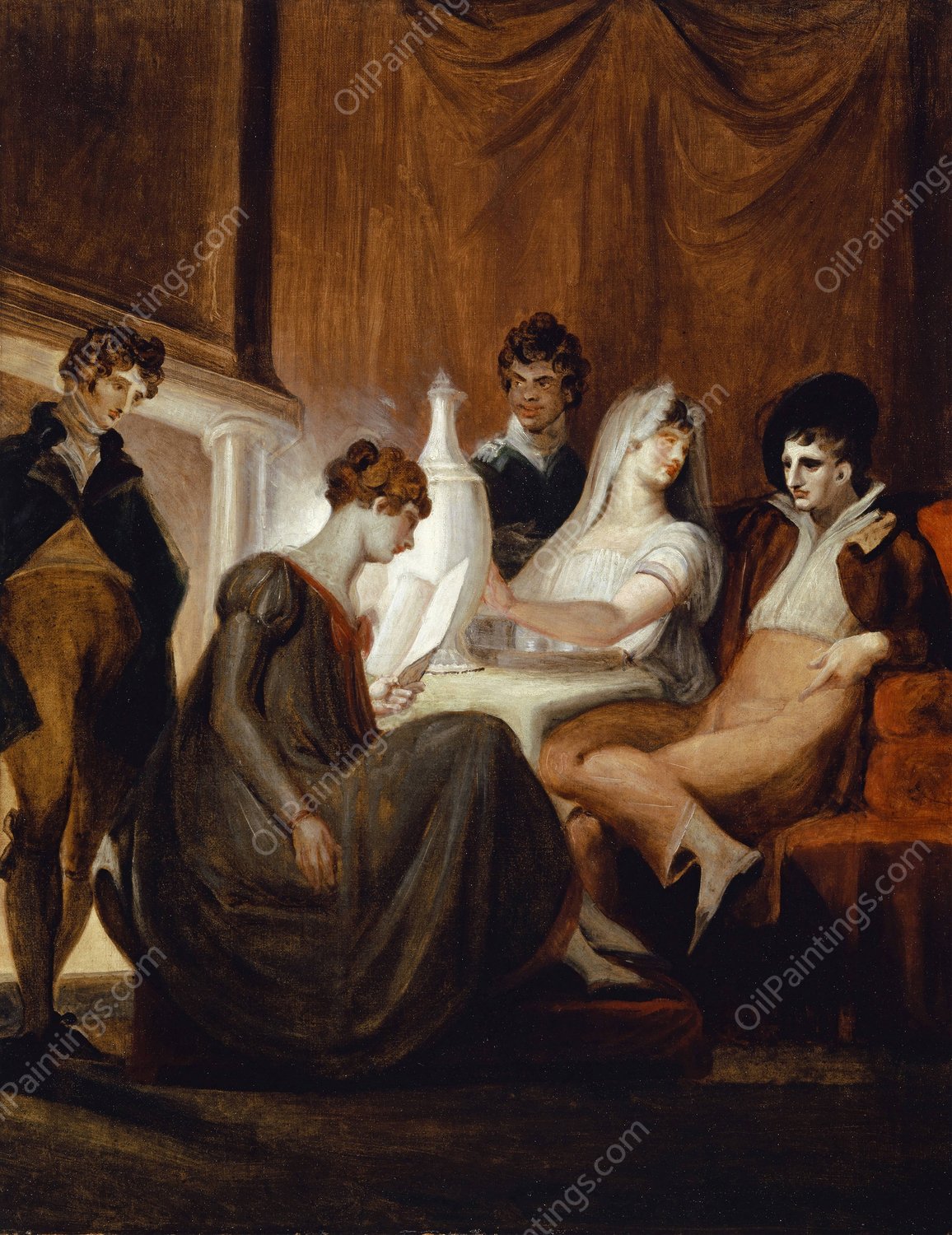 The Newspaper In The Countryside  by Henry Fuseli - Hand-Painted Oil Painting Reproduction