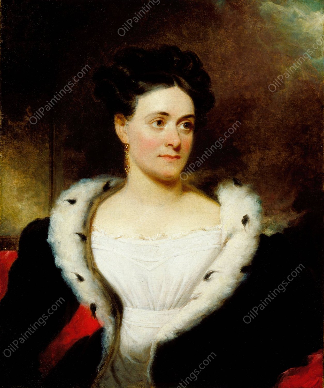 Portrait of Mrs. James W. Wallack  by Henry Inman - Hand-Painted Oil Painting Reproduction