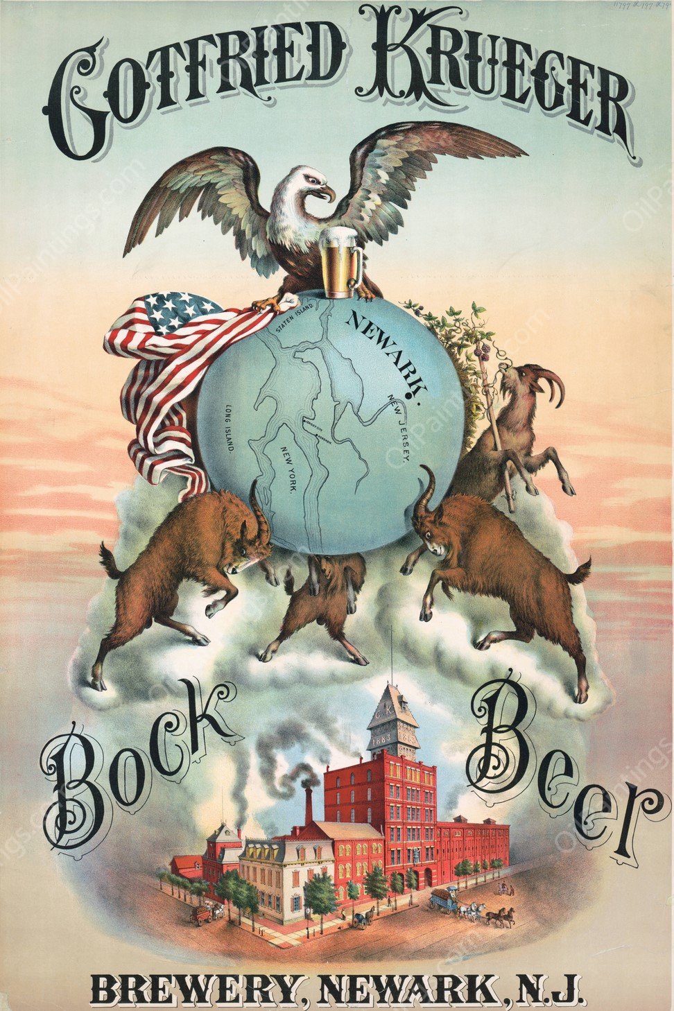 Gotfried Kruger brewery, Newark, N.J., Bock beer  by Henry Jerome Schile - Hand-Painted Oil Painting Reproduction