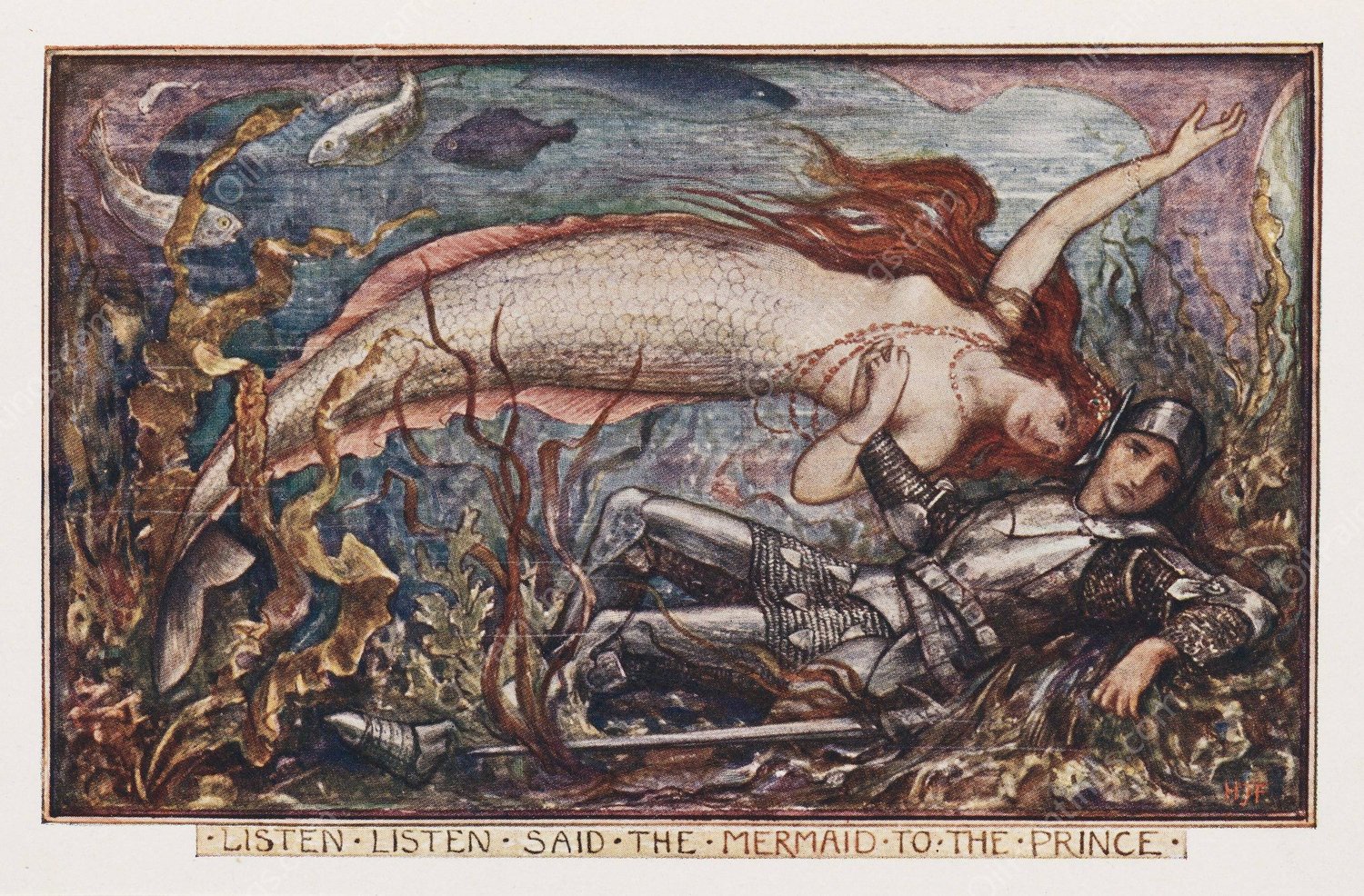 Listen listen said the mermaid to the prince  by Henry Justice Ford - Hand-Painted Oil Painting Reproduction