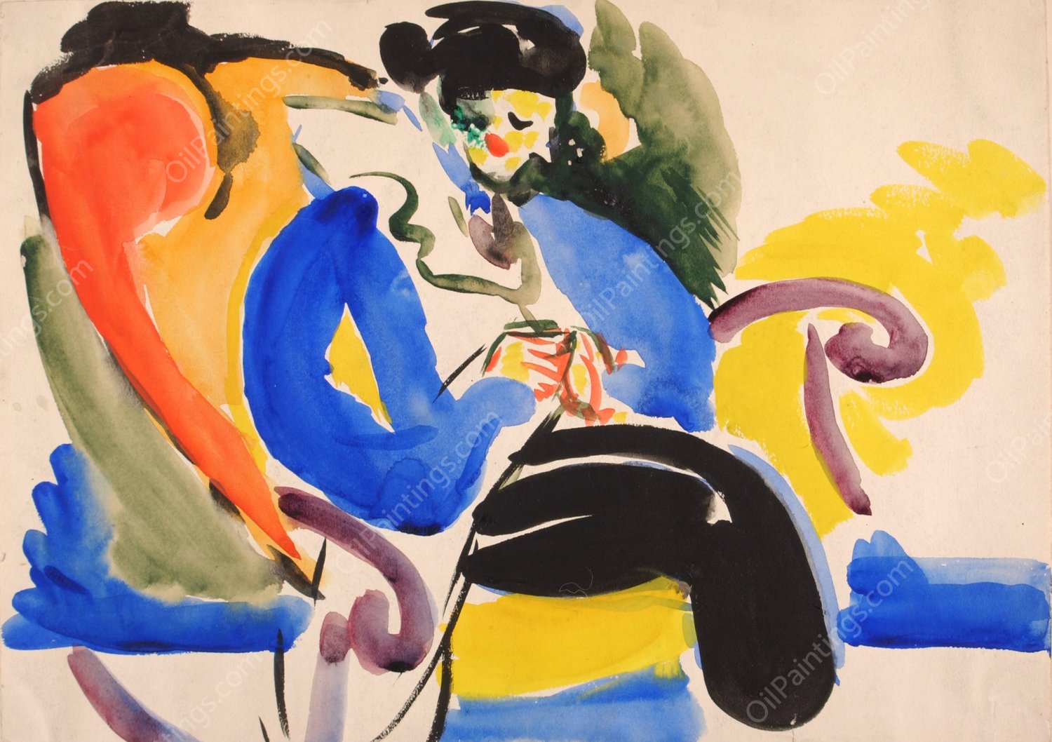 Calligraphic #2 Woman on Chair  by Henry Lyman Sayen - Hand-Painted Oil Painting Reproduction