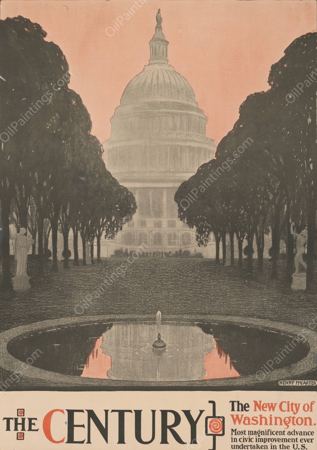 The Century. The new city of Washington  by Henry Mccarter - Hand-Painted Oil Painting Reproduction