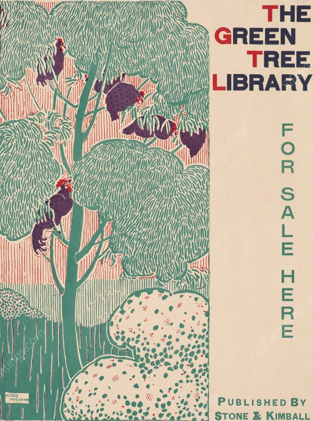 The green tree library  by Henry Mccarter - Hand-Painted Oil Painting Reproduction