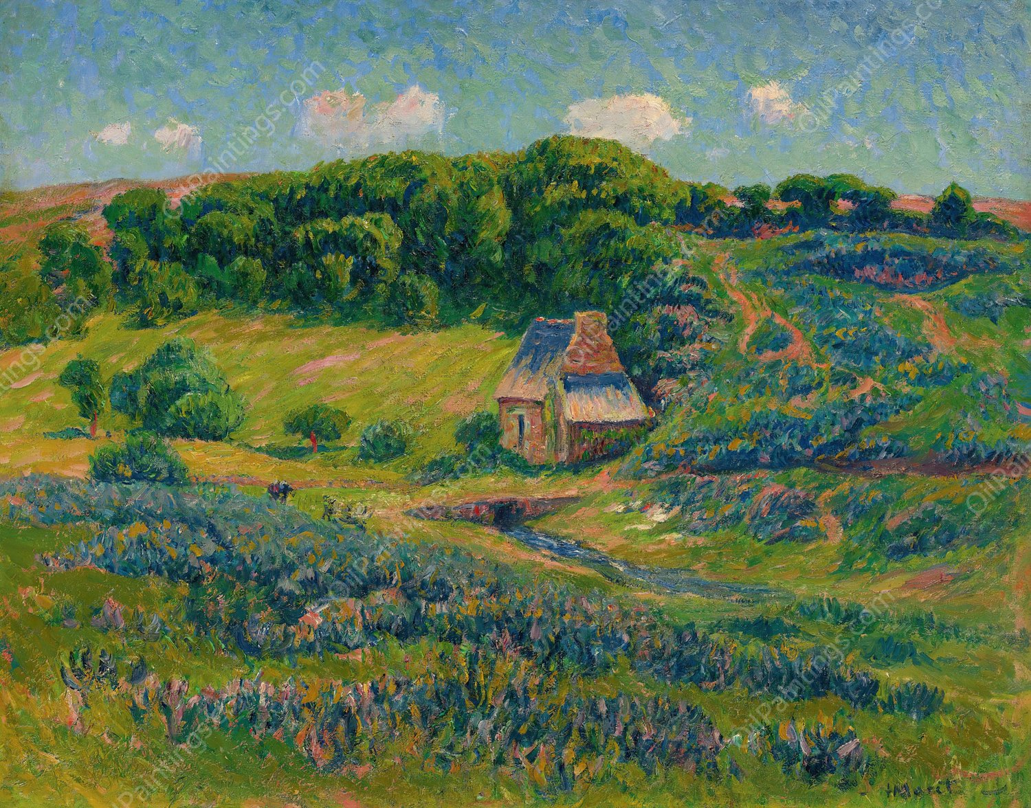 Ferme Dans La Campagne Bretonne by Henry Moret - Hand-Painted Oil Painting Reproduction