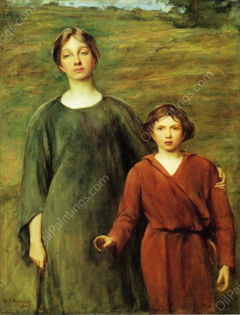 Hagar and Ishmael by Henry Oliver Walker - Hand-Painted Oil Painting Reproduction