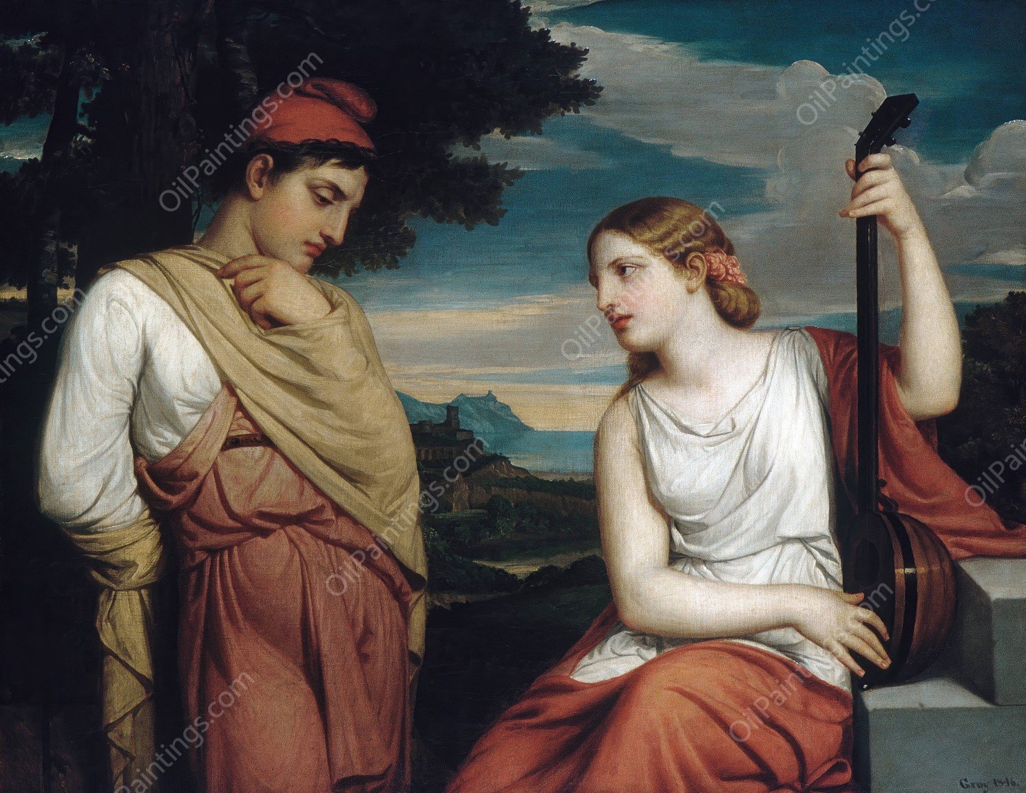 The Greek Lovers  by Henry Peters Gray - Hand-Painted Oil Painting Reproduction